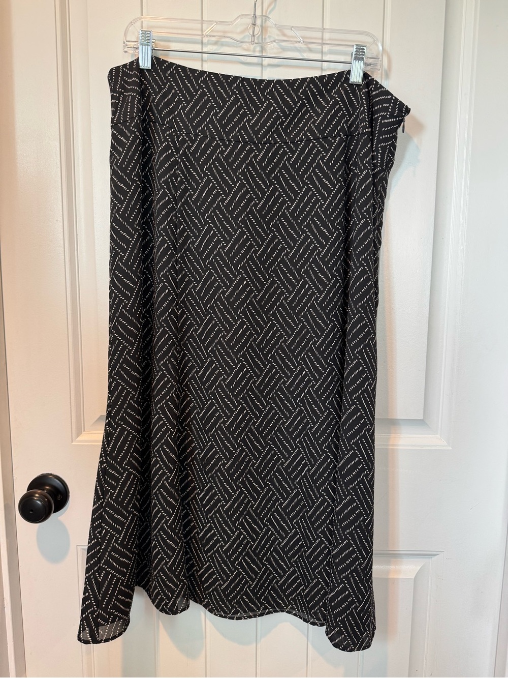 Norton McNaughton Black Maxi Skirt with White Geometric Dots